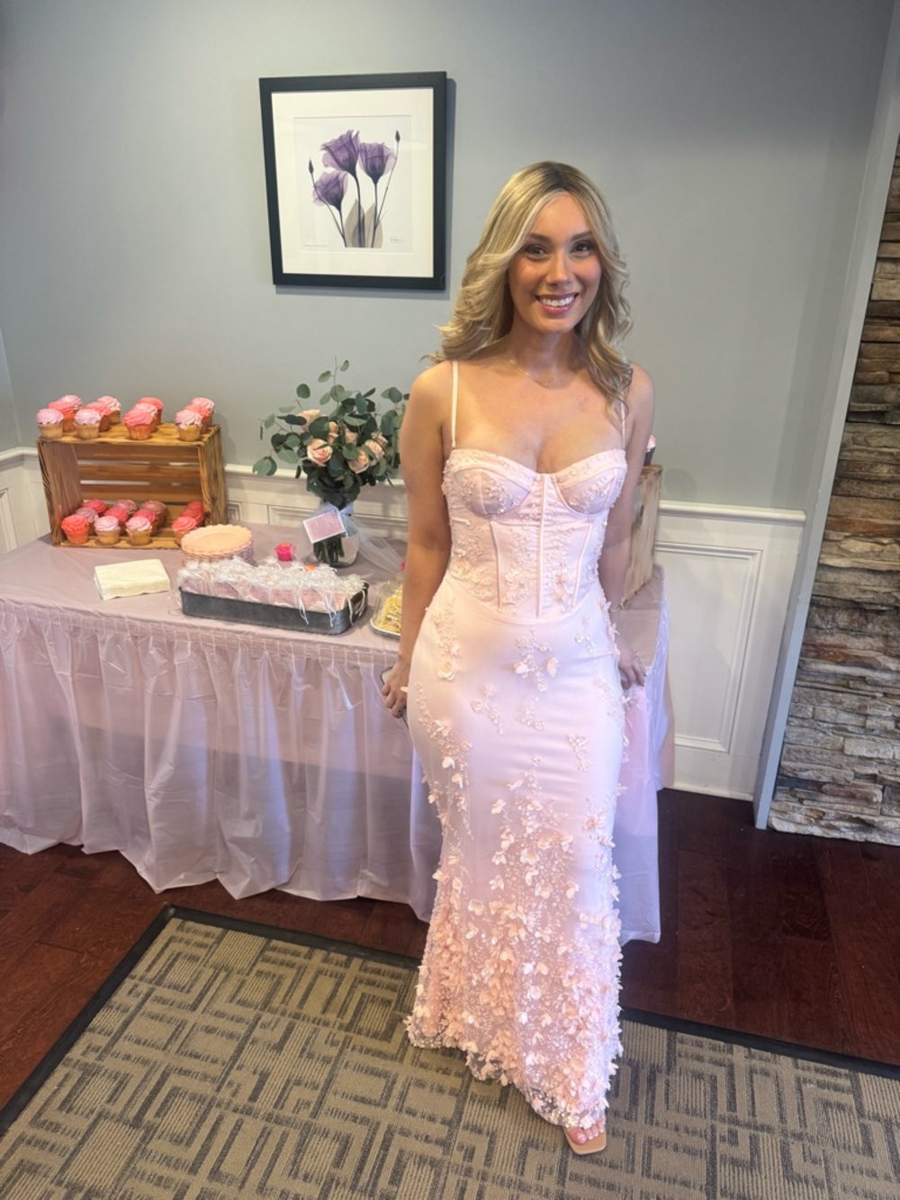 Oh Polly Soft Pink Lace-Up Corset Maxi Gown - Picture 5 of 5